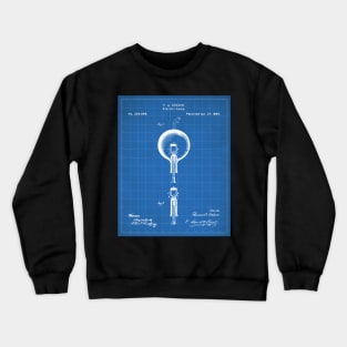 Edison Bulb Patent - Maker Workshop Home Decor Art - Blueprint Crewneck Sweatshirt